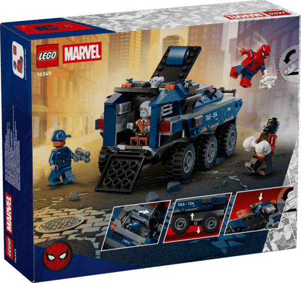 legospiderman transporte de prision Imagen del set de lego en su caja con la imagen del vehiculo, spierman y guardias de la prision