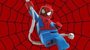 Imagen de spiderman columpiandose de sus redes