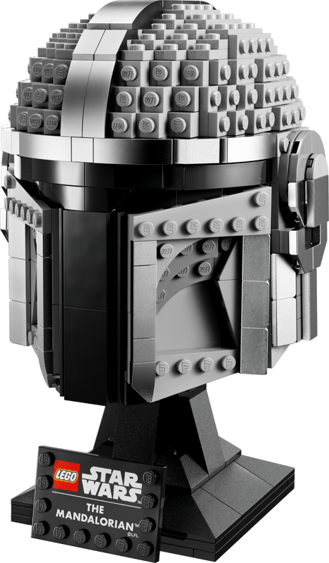 lego casco mandaloriano Imagen del casco del mandaloriano en estilo lego ya construido en un fondo blanco